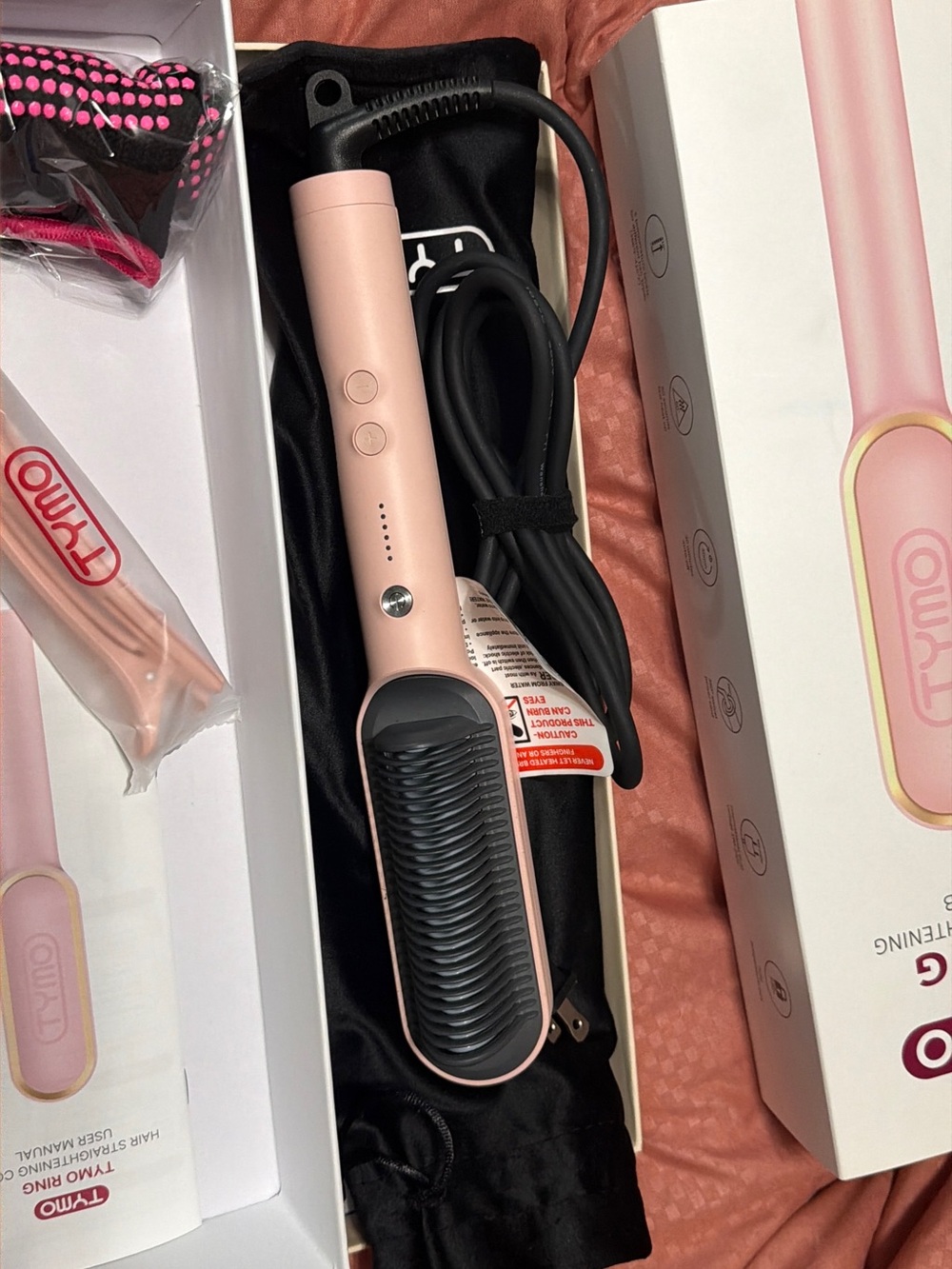 TYMO Pink Straightening Brush - Sleek Pink Hair Tool